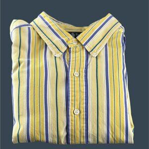 Ralph Lauren Mens XL Shirt Yellow Stripe Blake Button Down Long Sleeve Pony Logo